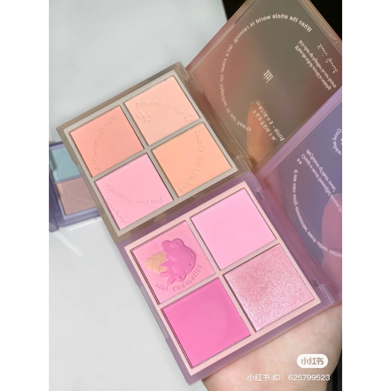 Bảng Phấn Má Hồng 4 Ô XIXI Ice Cream/ Peach Neon