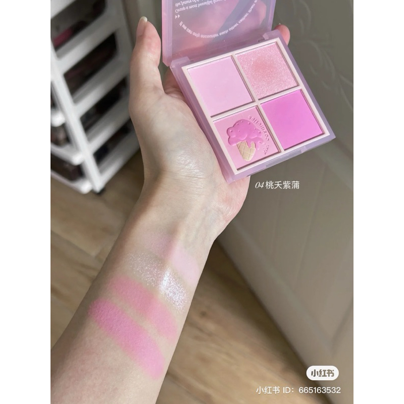 Bảng Phấn Má Hồng 4 Ô XIXI Ice Cream/ Peach Neon