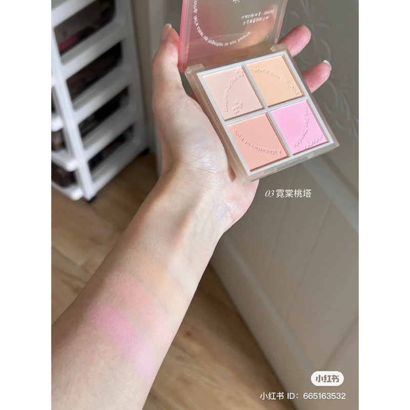 Bảng Phấn Má Hồng 4 Ô XIXI Ice Cream/ Peach Neon