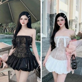 Váy cúp phối ren dáng bí xoè xinh xắn , tôn dáng dành cho chị em