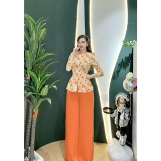 BỘ BÀ BA VẢI LỤA 3D NÚT BỌC, CỔ ĐÍNH HẠT TAY DÀI
