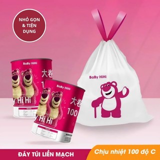 Cuộn 100 túi đựng rác hình Gấu dâu dày dai, chịu nhiệt cao.Túi đựng rác