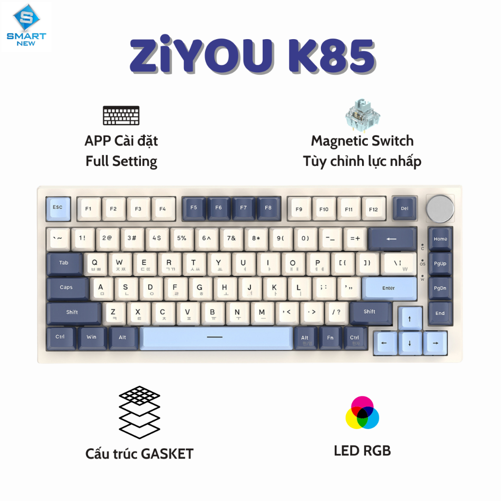Bàn Phím Cơ K85 Chuyên GAME LED RGB Magnetic Switch Từ Tính, Tùy Chỉnh Lực Ấn Qua App, Hotswap | BigBuy360 - bigbuy360.vn