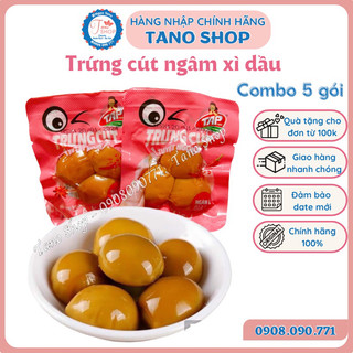 [Combo 5 gói] Trứng cút ngâm xì dầu ăn liền siu ngon | Ăn vặt ngon rẻ Tano