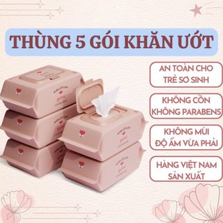  Thùng 5 gói khăn ướt GUMI không CỒN không PARABENS cao cấp dành cho em bé cực kì an toàn 
