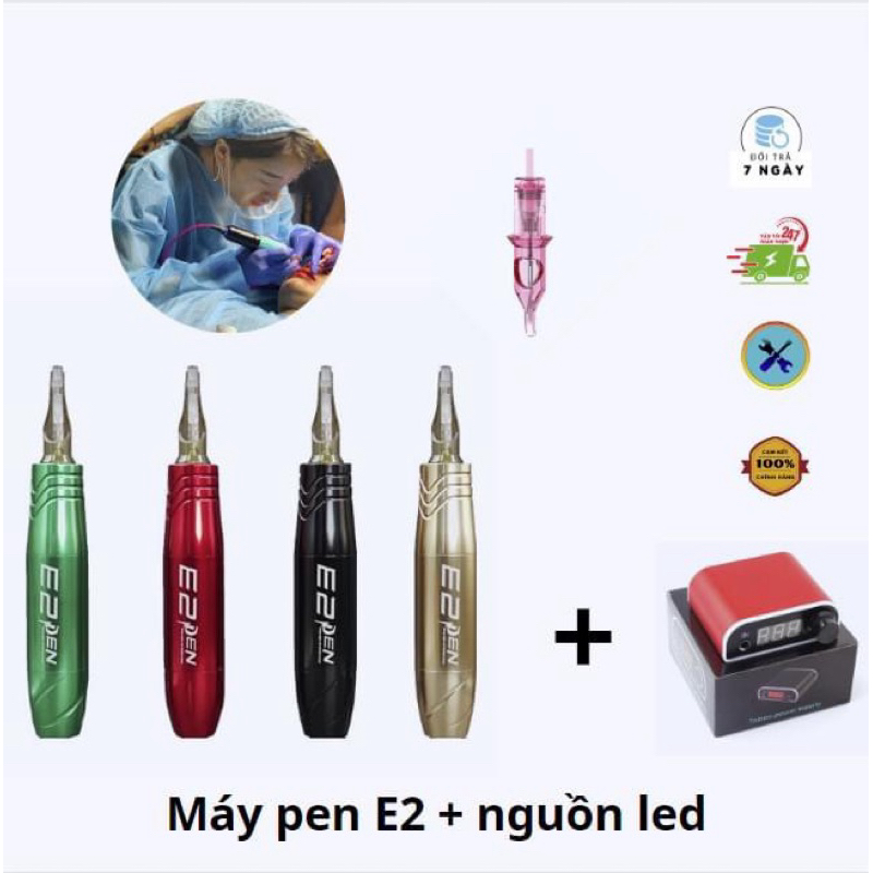 Máy Pen E2 MiNi phun môi mày siêu nhanh ( Thân Máy + nguồn Led)