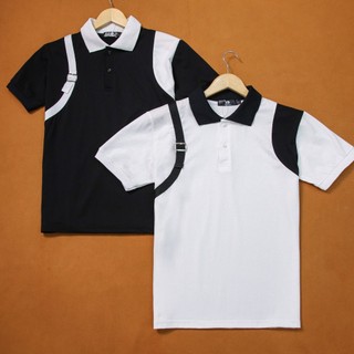 (MỚI) Áo thun nam Đen phối Trắng cổ trụ phối dây cá tính, Áo phông có cổ vải cotton thoáng mát A-DT.