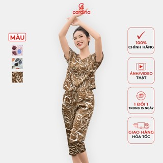 Đồ bộ nữ CARDINA chất liệu lụa hoạ tiết tay liền nhã nhặn nữ tính trẻ trung nhẹ nhàng 4BSL01