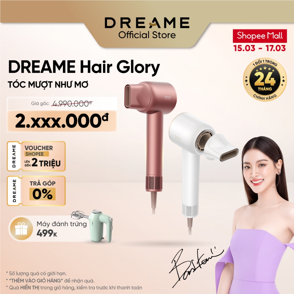 Máy sấy tóc Dreame Hair Glory Standard AHD6A  - Bản quốc tế - BH 24 tháng