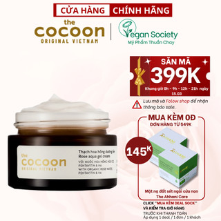 Thạch hoa hồng dưỡng ẩm cocoon 30ml (kem dưỡng ẩm) - Vegan Society - Mỹ phẩm thuần chay Việt Nam