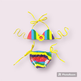 Đồ bơi 2 mảnh đính hoa xinh bé gái |bikini cho bé đi bơi đi biển