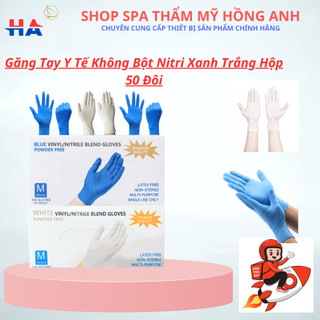 Găng tay y tế xanh, trắng, đen bao tay y tế trắng - không bột hộp 100 chiếc.