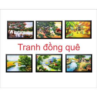Tranh làng quê việt nam, tranh việt, quê hương đồng lúa non nước hữu tình, tranh đồng quê nhiều mẫu giá tốt nhất