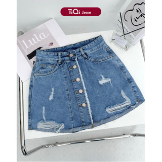  Chân váy jean rách chữ A phối cúc giữa TiQi Jeans V1-269