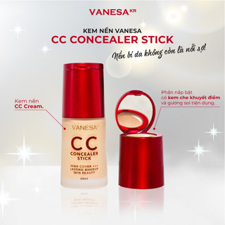  Kem nền CC Vanesa Concealer Stick mềm mịn chống nước kiềm dầu lâu trôi tích hợp kem che khuyết điểm tiện dụng 30ml 