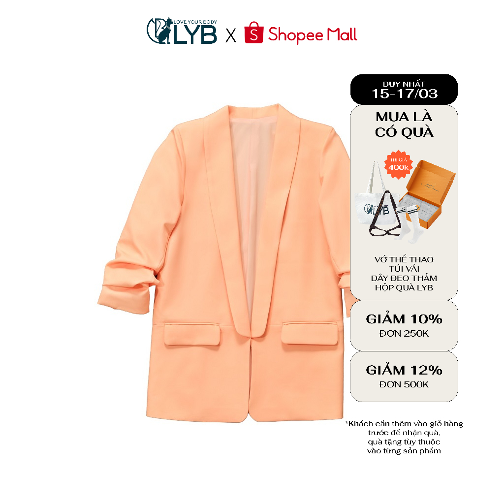 Áo vest công sở form rộng trẻ trung, thanh lịch màu cam LYB
