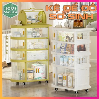 Kệ Đựng Đồ Sơ Sinh Đa Năng 4 Tầng YEYA Kèm Giá Úp Bình Sữa Cỡ Lớn Và Bánh Xe Đẩy Chuyên Dụng - Kệ Để Đồ Đa Năng Gấp Gọn