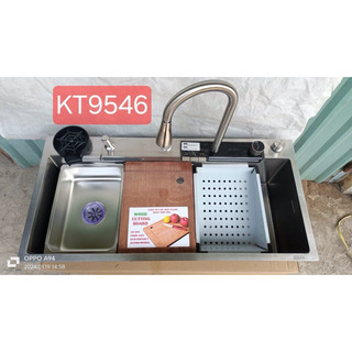 Chậu rửa bát 1 hố inox 304 cỡ lớn, bồn rửa chén bát 1 hộc kích thước 95x46cm