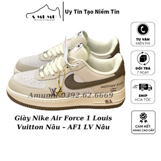 Giày af1 custom lv white brown - giày af1 lv nâu nhạt lai au