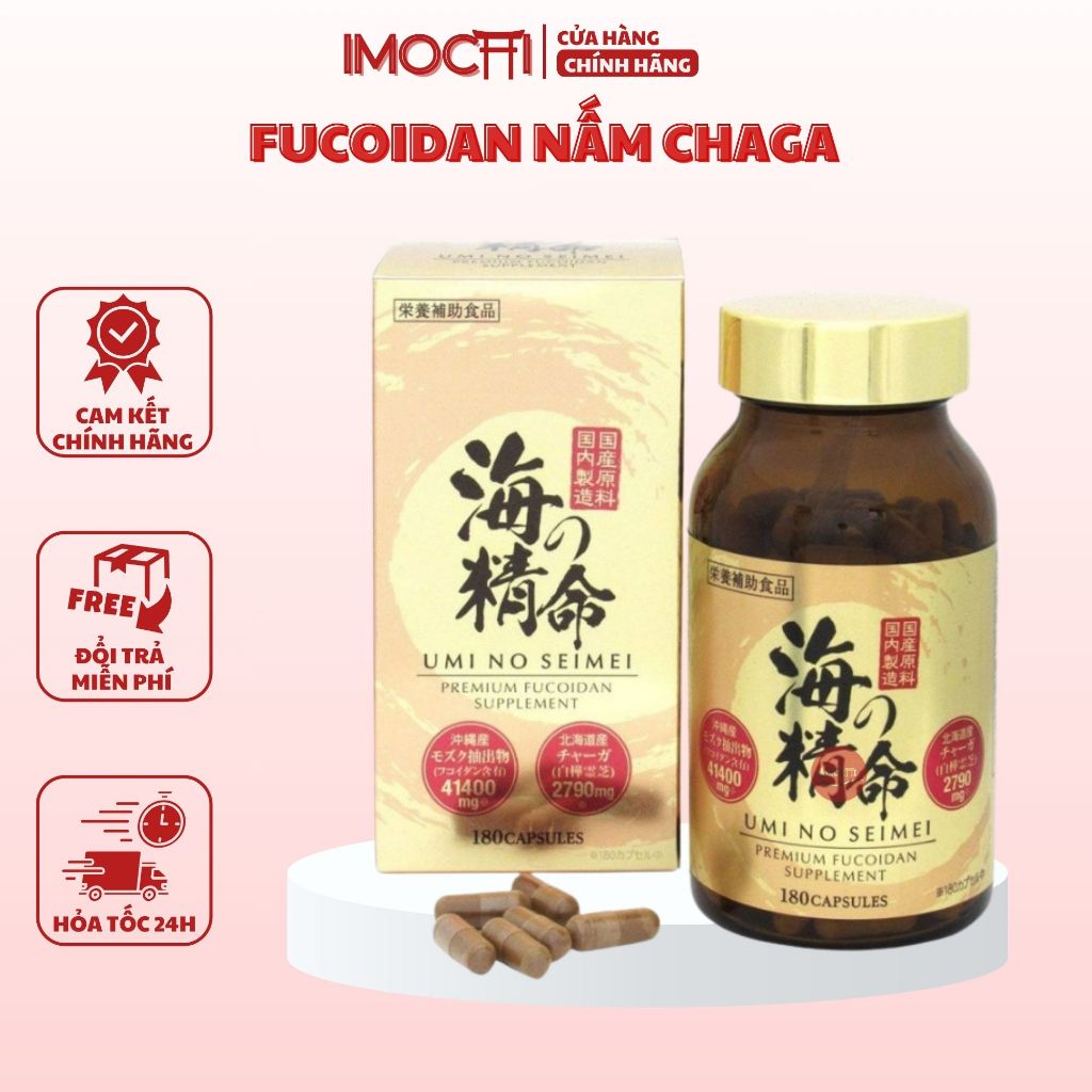 Viên uống tảo Fucoidan nấm chaga Nhật Bản, Fucoidan Umi No Seimei hỗ trợ ung thư 180 viên