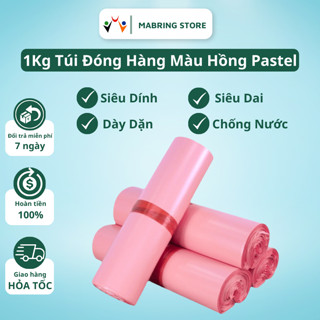 [ 1Kg Hồng Pastel ] Túi Đóng Hàng Niêm Phong, Túi Đóng Gói Hàng Niêm Phong 3 Lớp MABRING Hồng Phấn| In Logo Miễn Phí