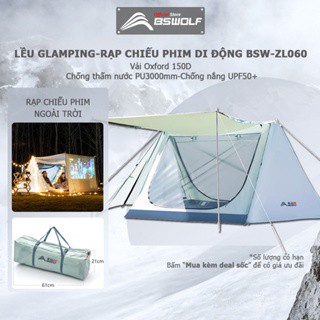Lều cắm trại lều Glamping BSWOLF-ZL060 rạp chiếu phim di động chống thấm PU3000mm chống nắng