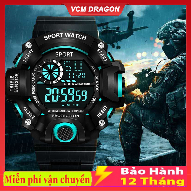 Đồng hồ thể thao điện tử nam nữ SPORT WATCH dây trong suốt mặt nhiều màu cục đẹp