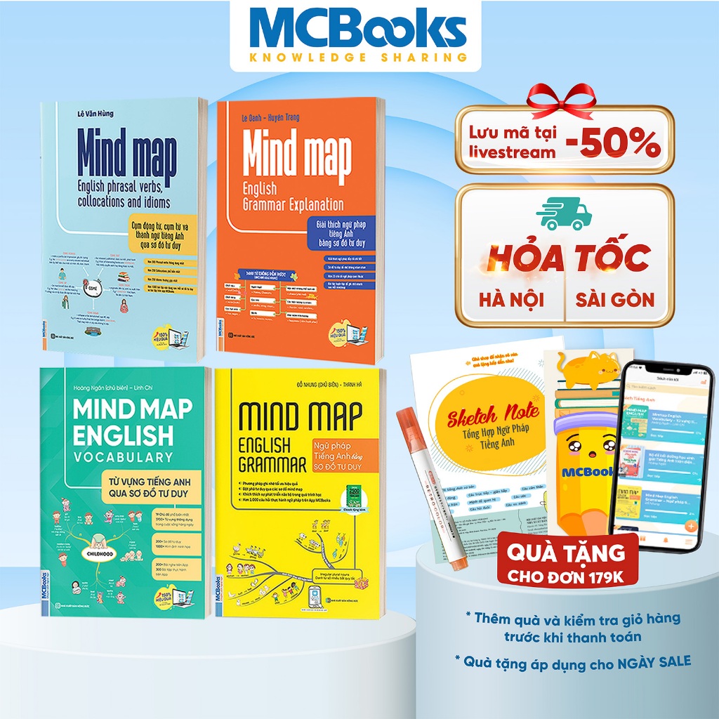 Sách - Bộ 4 Cuốn MindMap English Tự Học Tiếng Anh Cho Người Mới Bắt Đầu MCBooks (Lẻ Tùy Chọn) | BigBuy360 - bigbuy360.vn