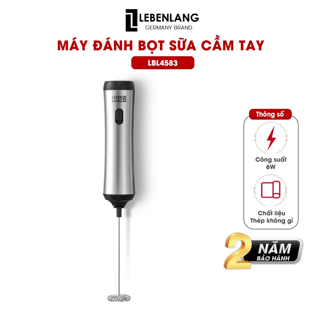 Máy đánh bọt sữa cafe cầm tay có giá treo Lebenlang LBL4583, 10W, sạc điện tiện lợi - Bảo hành 2 năm