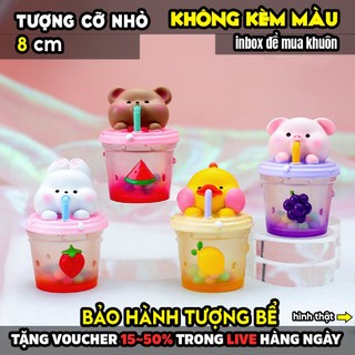 Tượng tô màu, THÚ CƯNG TRÊN LY HÚT TRÀ SỮA, size M, thạch cao trắng (Không kèm màu), luyện vẽ, decor