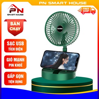 Quạt tích điện mini Super gấp gọn tiện lợi, Quạt điện mini 3 cấp độ gió