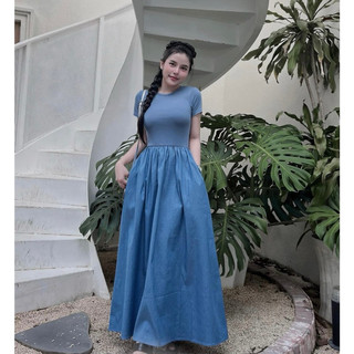 VÁY DÍP PHỐI JEANS GIẤY CHO NỮ