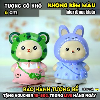 Tượng tô màu, GẤU THỎ ĐI HỌC MẪU MỚI, size S, thạch cao trắng (Không kèm màu), luyện vẽ, decor