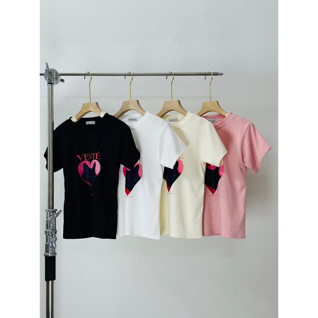 Áo thun cộc tay babytee in trái tim Vente Mat25 - phong cách basic