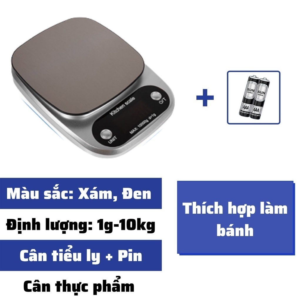 Cân Tiểu Ly Điện Tử Nhà Bếp Mini Định Lượng 1G - 10Kg Màn Hình LCD Độ Chính Xác Cao Dùng Làm Bánh ,Cân Điện Tử Nhà Bếp