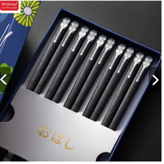 Đũa Nhật kháng khuẩn Shikisai  cỏ 4 lá _Hộp 5 đôi