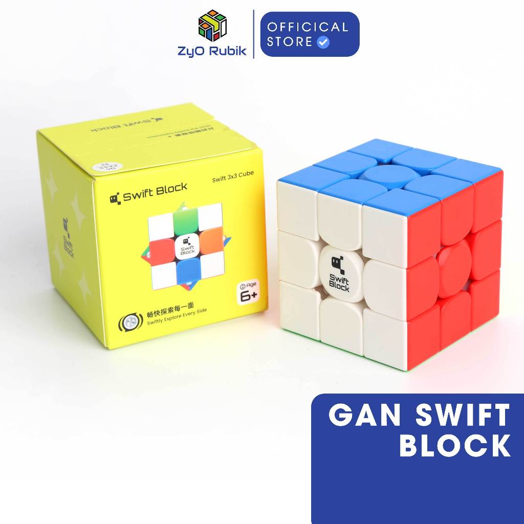 Rubik 3x3 Gan Swift Block 2023 Stickerless Có Nam Châm- Combo Gan 355s Stickerless Cao Cấp-Zyo Rubik