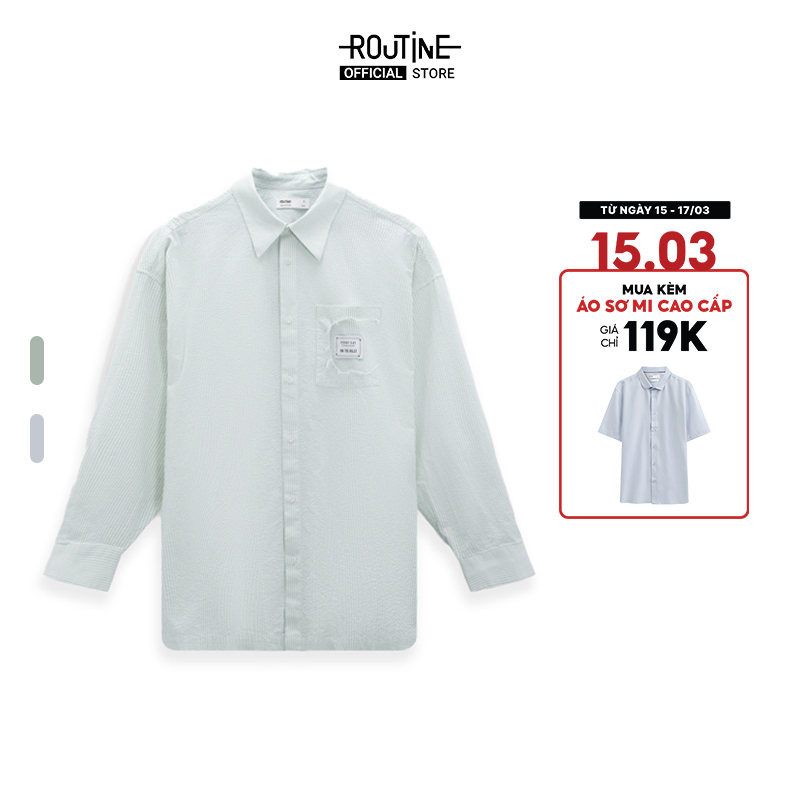 Áo Sơ Mi Nam Tay Dài Kẻ Sọc Seesucker Form Loose - Routine 10S23SHL035