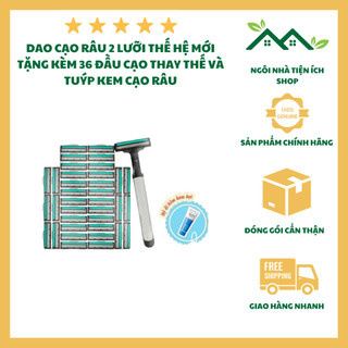 Dao Cạo Râu 2 Lưỡi Thế Hệ Mới Tặng Kèm 36 Đầu Cạo Thay Thế Và Tuýp Kem Cạo Râu