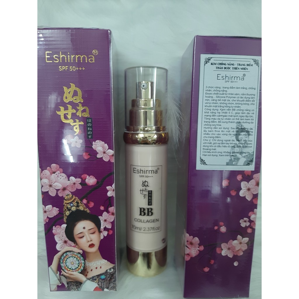Kem BB Eshirma Chiết Xuất Thảo Dược Thiên Nhiên Trang Điểm Chống Nắng SPF 50+++ 70ML