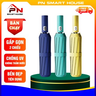 Ô dù che mưa đi nắng mở tự động gấp nhỏ gọn cầm tay 2 chiều cỡ lớn, Dù UV nhiều màu lựa chọn