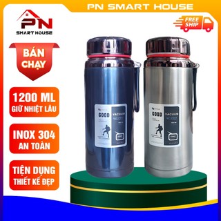 Bình giữ nhiệt inox dung tích 1200ml, Bình nước giữ nhiệt nắp kim cương cao cấp