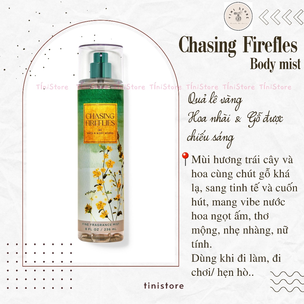 Xịt thơm Body Mist Chasing Fireflies Bath & Body Works bản Mỹ chiết