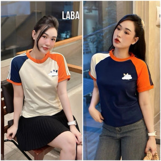 Áo thun Baby Tee A.Dl.DAS phối màu vải cotton dày dặn unisex mẫu áo phông 3 lá phối 2 màu tay áo