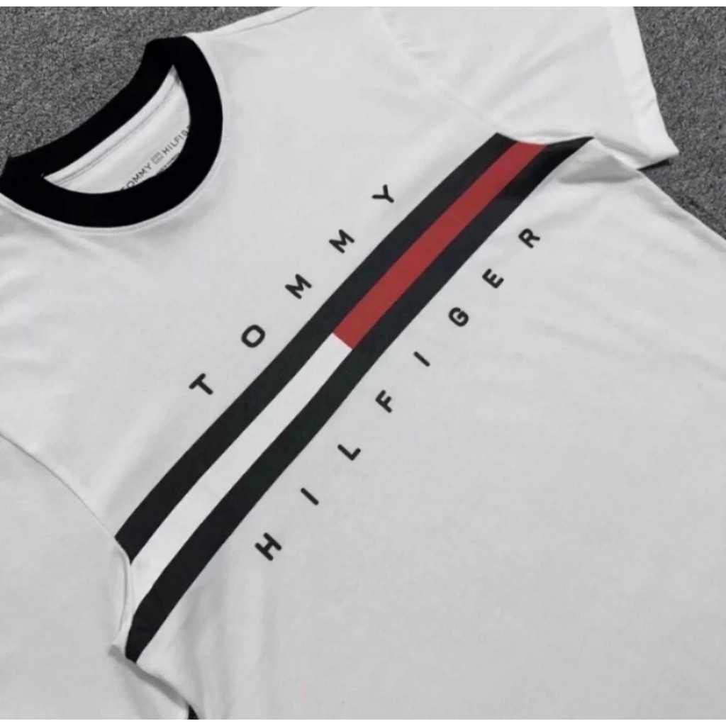 Áo Phông Tommy Thêu Vạch Trắng Đỏ - Áo Phông Tommy Chất Cotton Co Dãn 4 Chiều Phong Cách Boy Phố Hot Nhất 2024