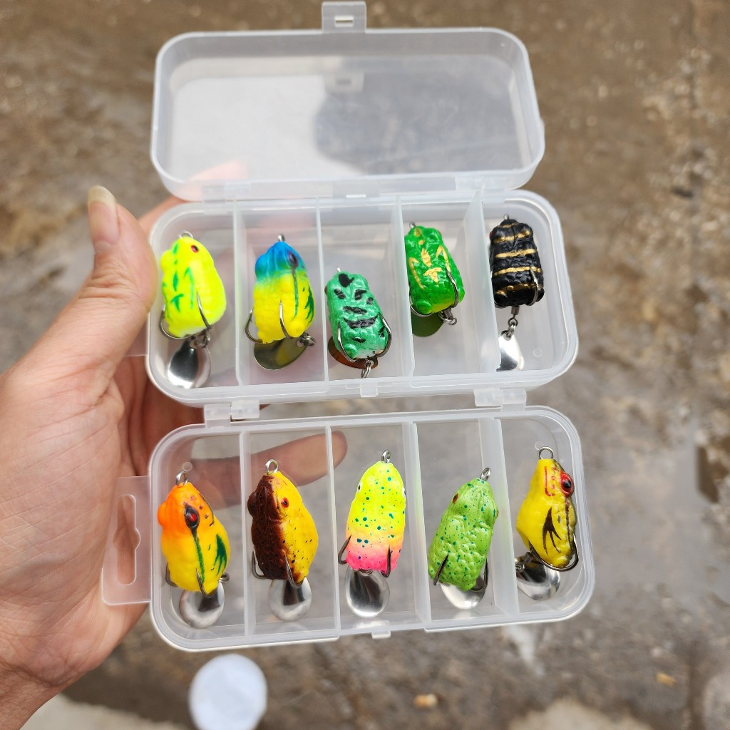 Combo 5 Con Nhái Hơi câu lure siêu nhạy cá,( Bộ mồi NH 01 - NH 02) mồi câu lure, nhái hơi