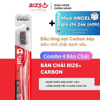 Combo 4 Bàn Chải Đánh Răng Bizs+ Carbon Nhỏ Gọn, Lông Siêu Mềm Mảnh, Siêu Diệt Khuẩn