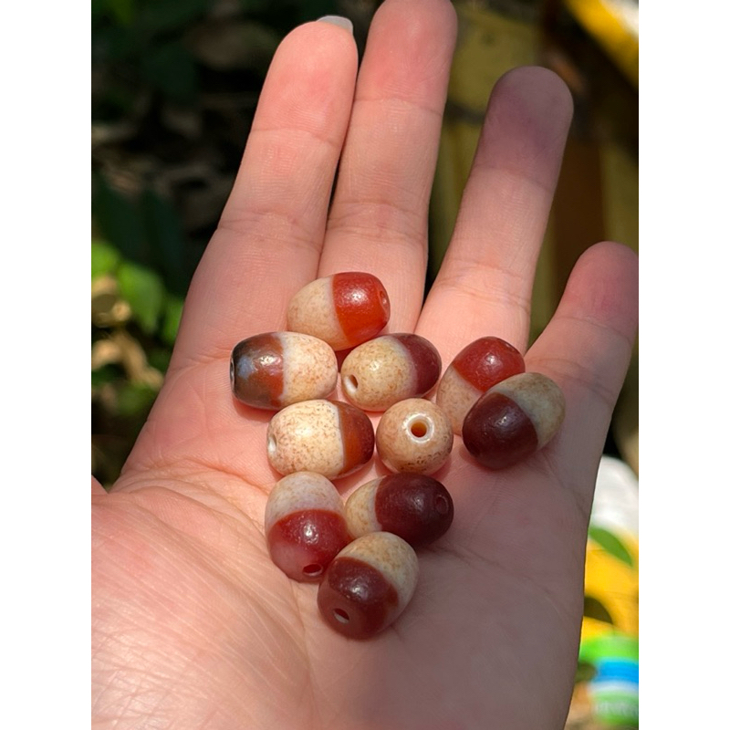 Dzi medicine đỏ, chu sa, óc eo, hạt mix