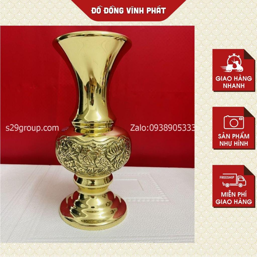 Lọ hoa đồng họa tiết bông cúc 25cm