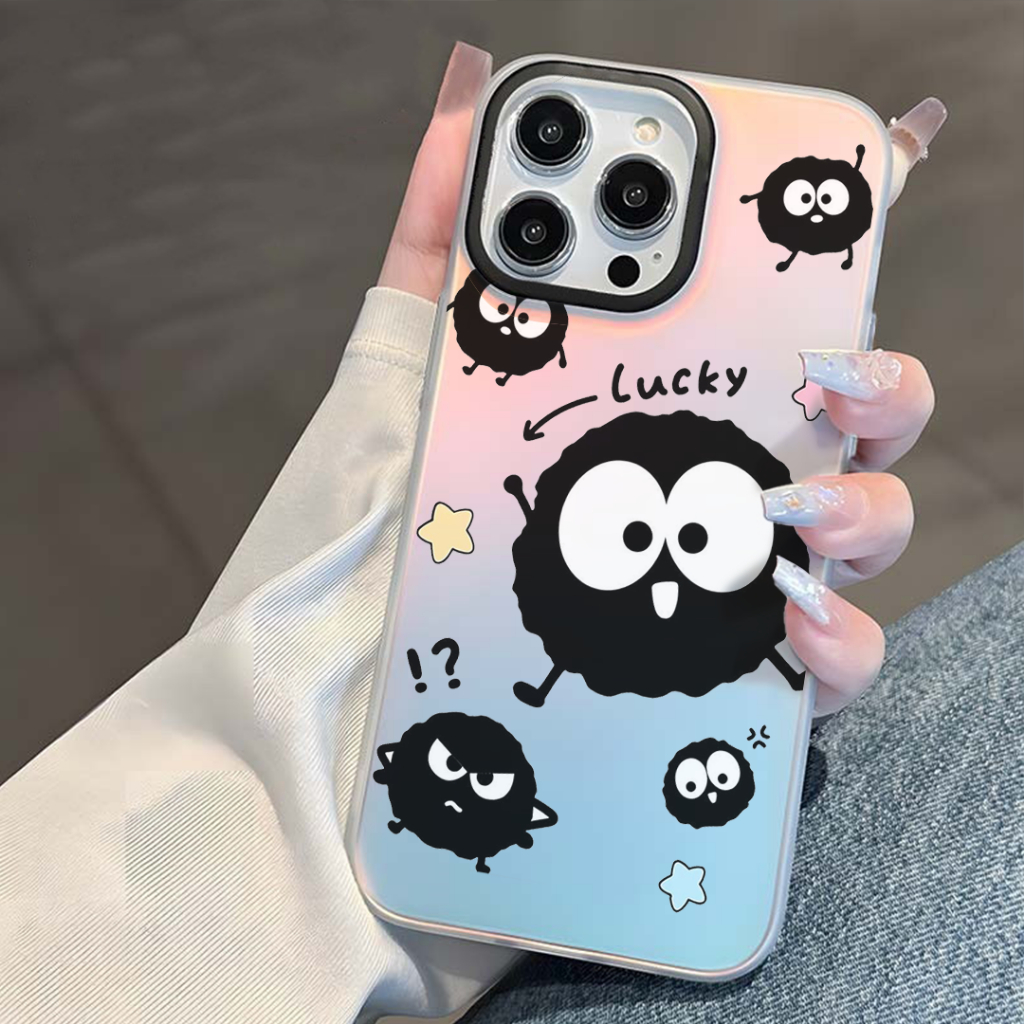 Ốp iphone bồ hóng đổi màu vầu vồng ốp bồ hóng đen cute iphone 6 7 8plus xs xr 11 12 13 14 15pro plus promax- Home Case